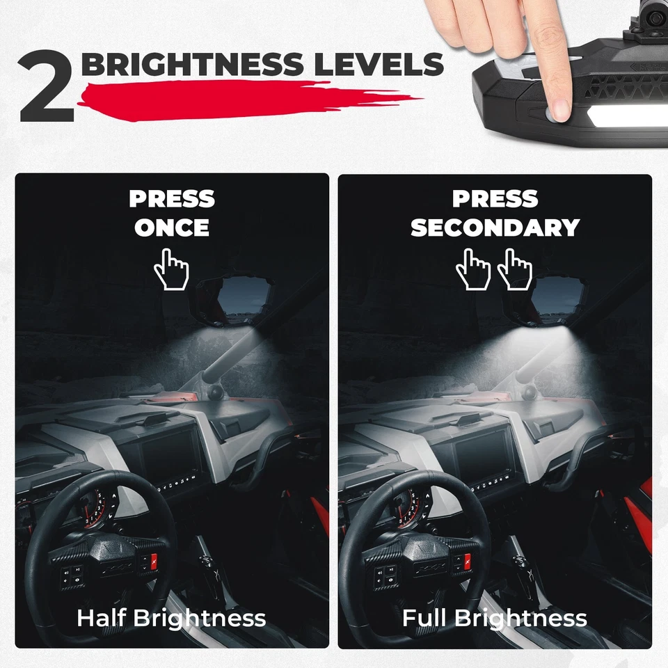 Espejo retrovisor central UTV de 1,65"-2" con luz LED para Polaris RZR S 570/900/1000 Foto 3 de 4