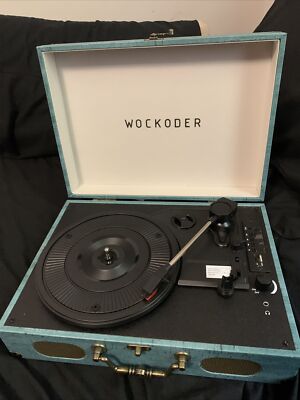 Wockoder Briefcase Turntable Record Player Brand new Tested Blue
