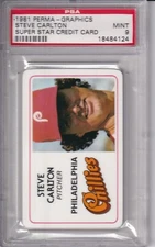 1981 Perma-Graphics Credit Card Steve Carlton PSA9 Phillies
