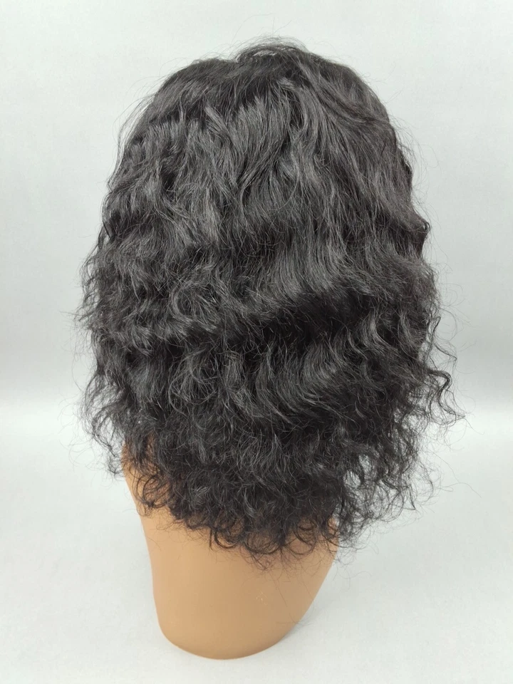 Peluca diadema onda profunda 14" húmeda y ondulada natural negra 100 % cabello humano sin procesar Foto 3 de 4