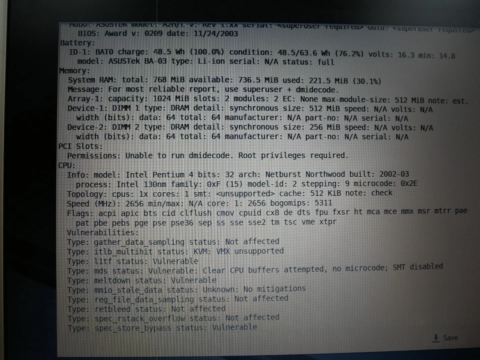 ASUS A2500H Pentium 4 768MB RAM 60GB HDD - Immagine 3 di 4