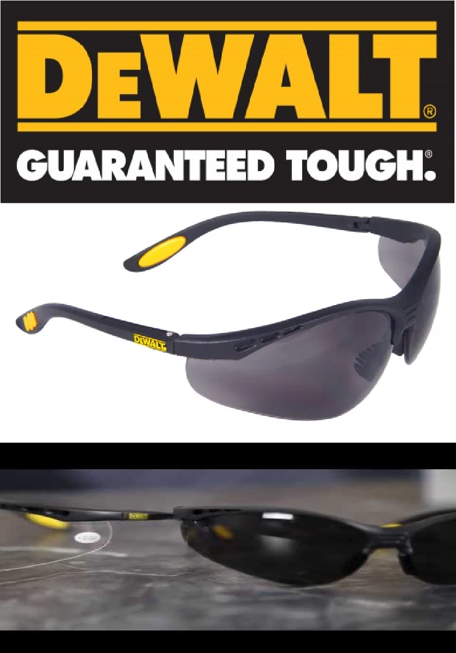 DeWalt DEWSGRFS Reinforcer Smoke Tinted Glasses Safety Sunglasses DPG58