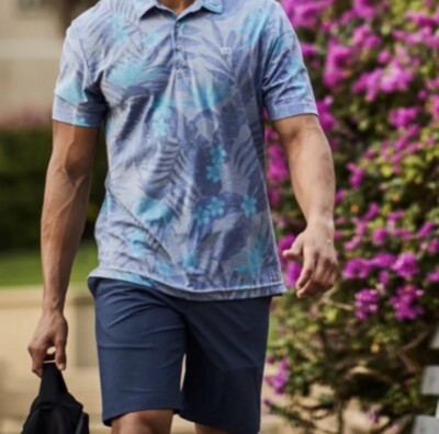 Travis Matthew Men s Size 40 Golf Shorts Stretch Blue/textured