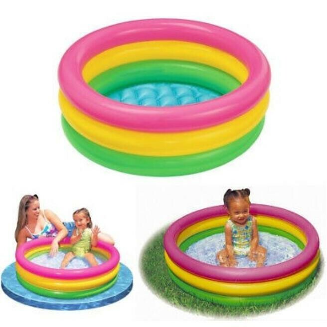 Piscina infantil tricolor para niños hasta 3 años 76 cm diámetro x 25 cm alto,