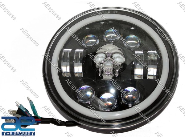 "Skull Design 7\" LED Scheinwerfer FüR Mahindra Thar Harley Royal Enfield S2U"-image