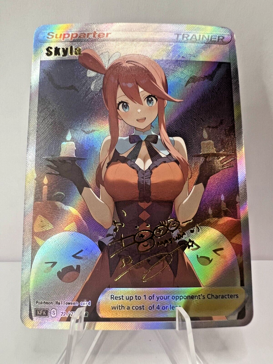 Skyla Full Art Pokemon Halloween Anime Waifu ACG DIY Trainer Art