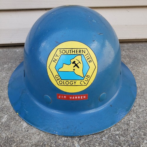 Vintage NY Southern Tier Geology Club Hard Hat Superglas Fibre Metal Safety Cap
