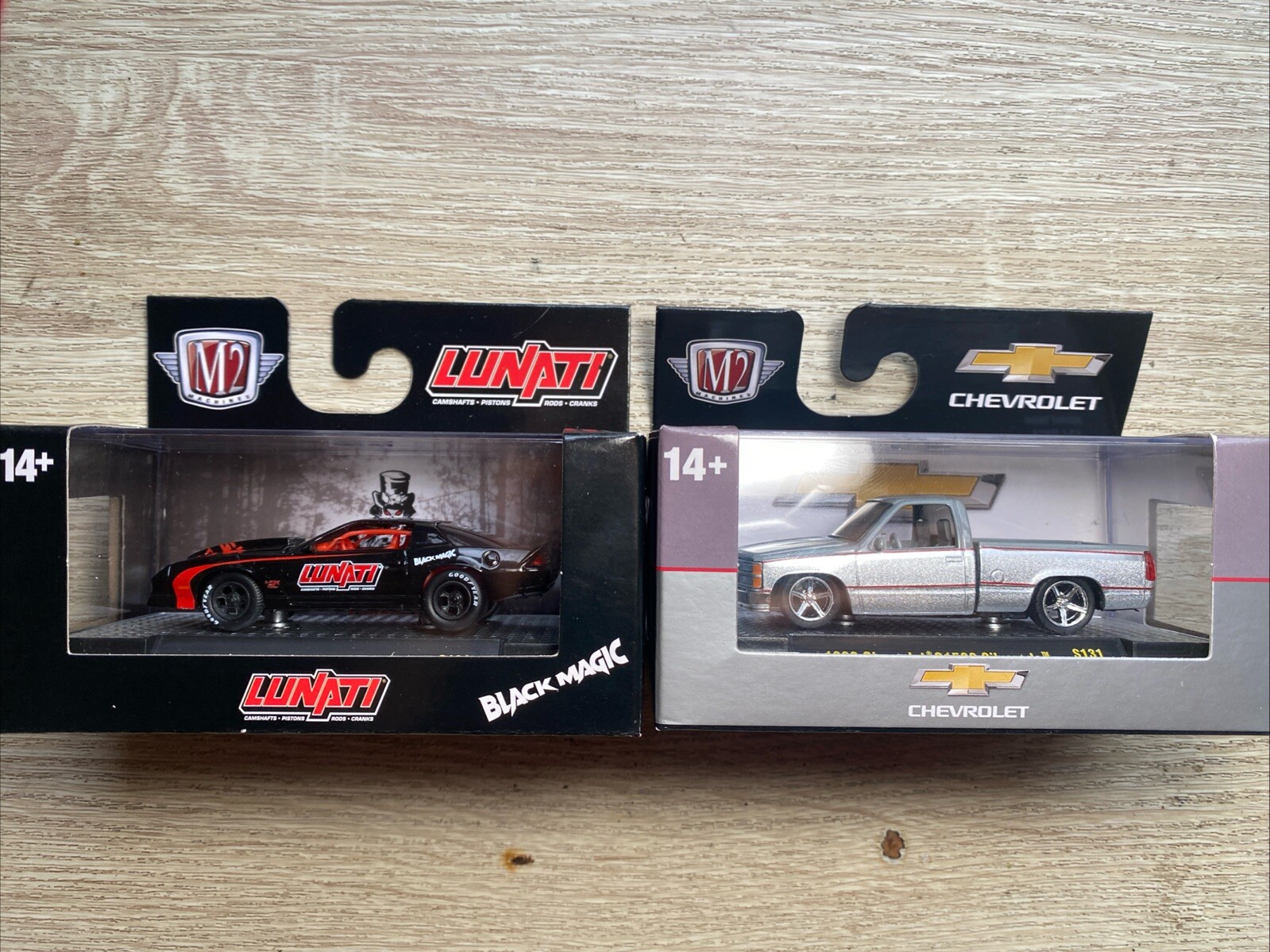 M2 1/64 Chevy 2 Car Lot(Drag Camaro Z28, & Silverado) 🔥🇺🇸we Ship Fast!