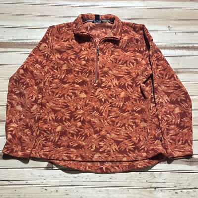 Vintage Woolrich Fall Leaves All Over Print Fleece Sweater Womens Size Large