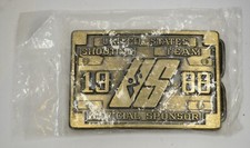 1988 Seoul Korea Olympics Brass Belt Buckle United States US Shooting Team Vtg