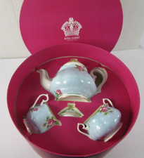 Royal Albert New Country Roses Polka Blue 3-Piece Bone China Tea Set