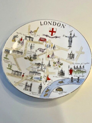 Royal Chelsea Bone China Plate LONDON  MAP