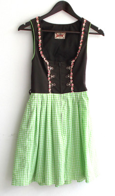 Ladies' traditional dirndl sleeveless brown, skirt checked size 34 by Stockerpoint