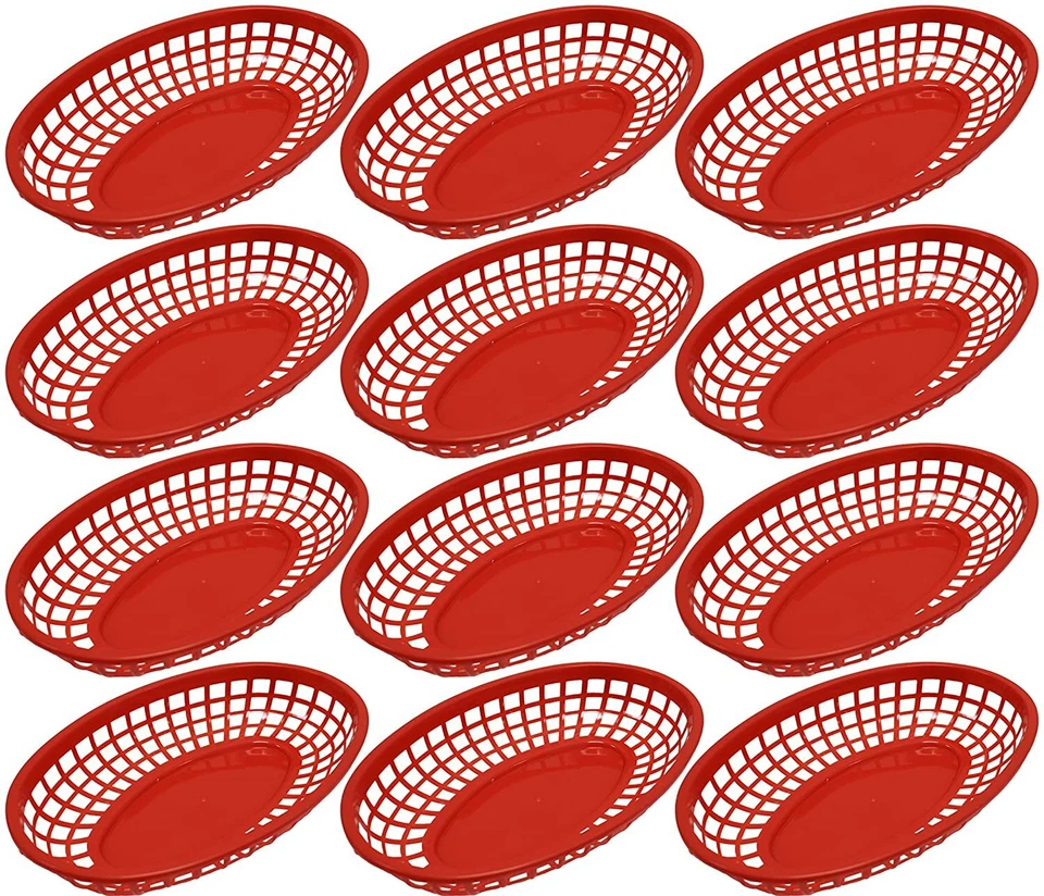 180x Party Plastic Sandwitch Baskets Food Trays Plates Red Yellow Blue Craft  - Image 3 of 4