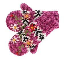 Ganz Knit  Floral Mittens, Pink (MX200263B)