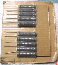 10 NOS Dale 1 OHM 20 Watt 10% HLW Wire wound Ceramic Power Resistors on card