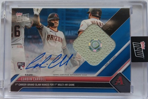 Corbin Carroll DIAMONBACKS 2023 TOPPS NOW ON CARD AUTO GAME USED BASE 47/49 411B