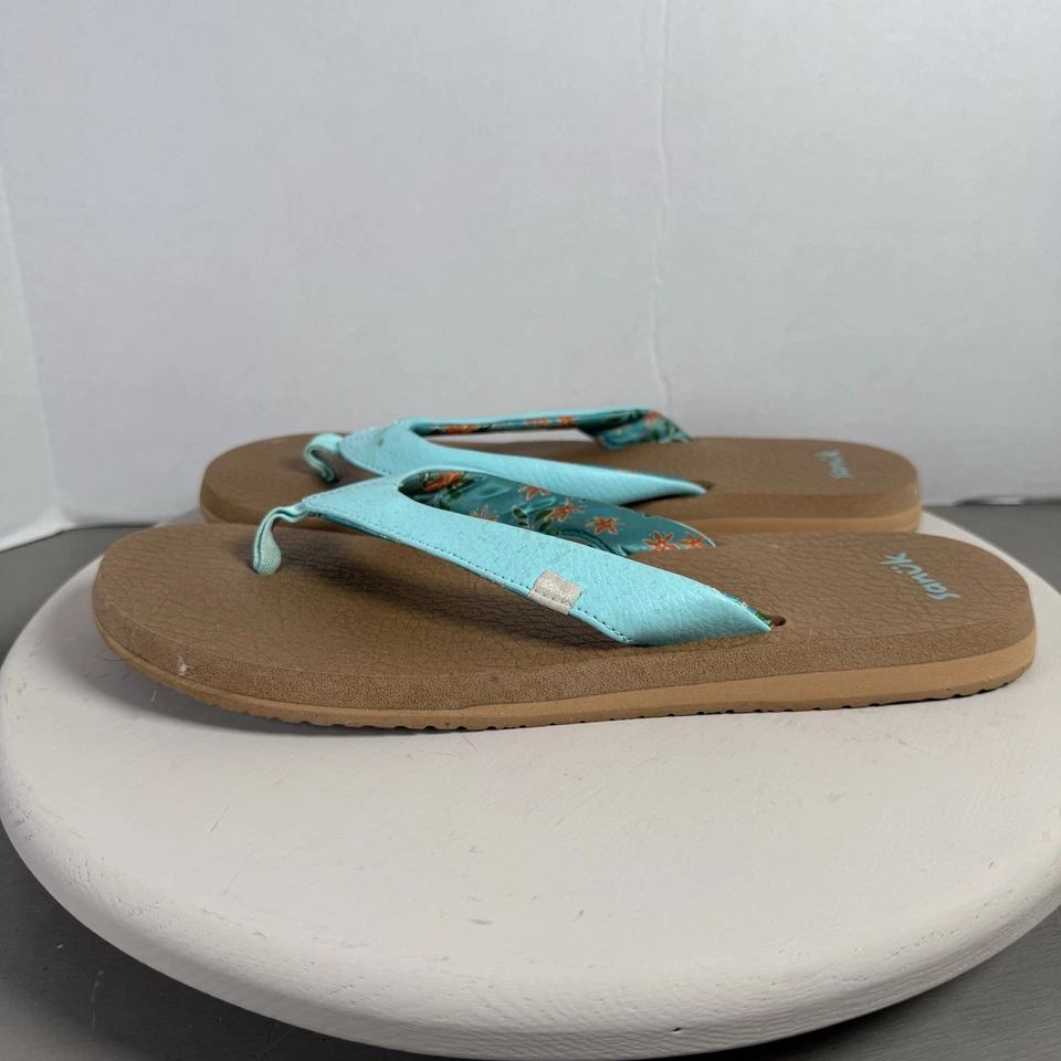 Chanclas Sanuk Mujer Yoga Mat Aqua Floral Forradas EE. UU. 11 UK 9 EU 42 Foto 4 de 4
