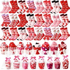 24 Pairs Valentines Cupcake Socks, Women, Heart Print, Cotton Mid-tube, DIY