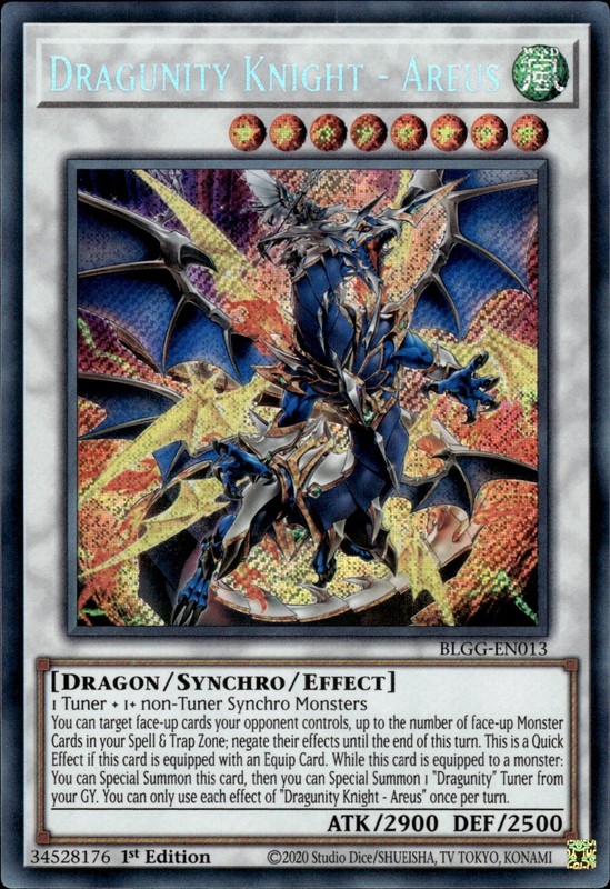 Dragunity Knight - Areus - Secret Rare 1st Edition BLGG-EN013 - NM - YuGiOh