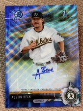2017 Bowman Chrome 1st BLUE WAVE REFRACTOR PROSPECT ROOKIE AUTO Austin Beck /150