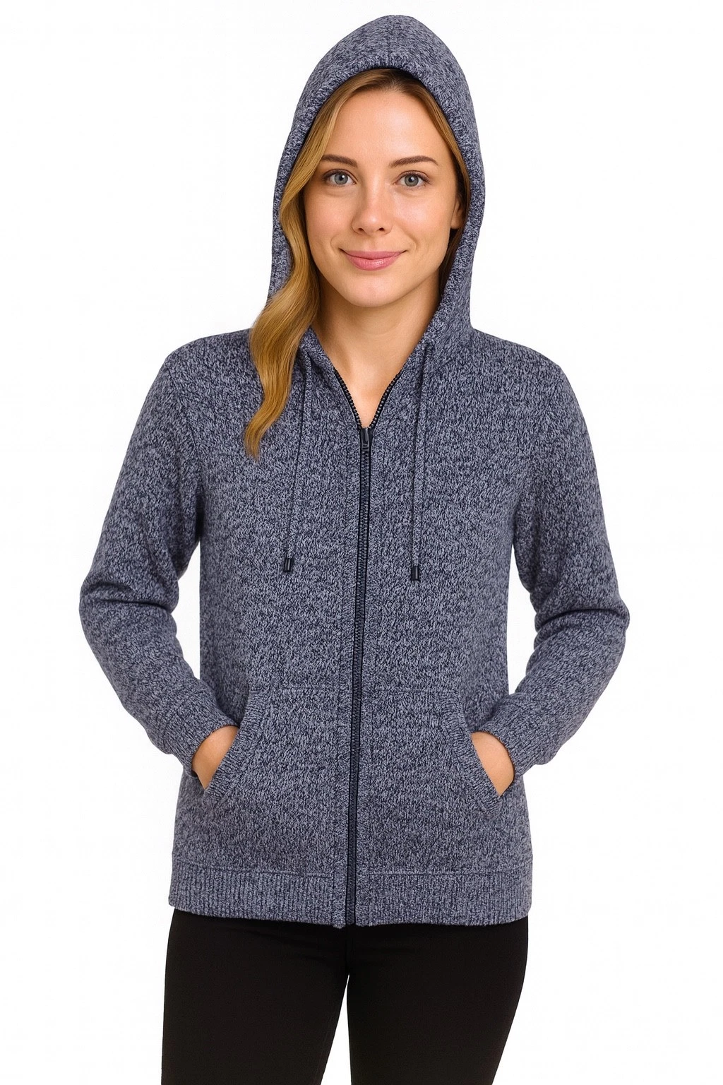 WOMEN HANDMADE ANDEAN ALPACA SOLID GRAY ZIP HOODIE SWEATER SZ S