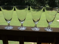 SET OF 4  - - 6.5"  ICED TEA GLASSES / GOBLETS-PLATINUM TRIM - NICE CONDITION