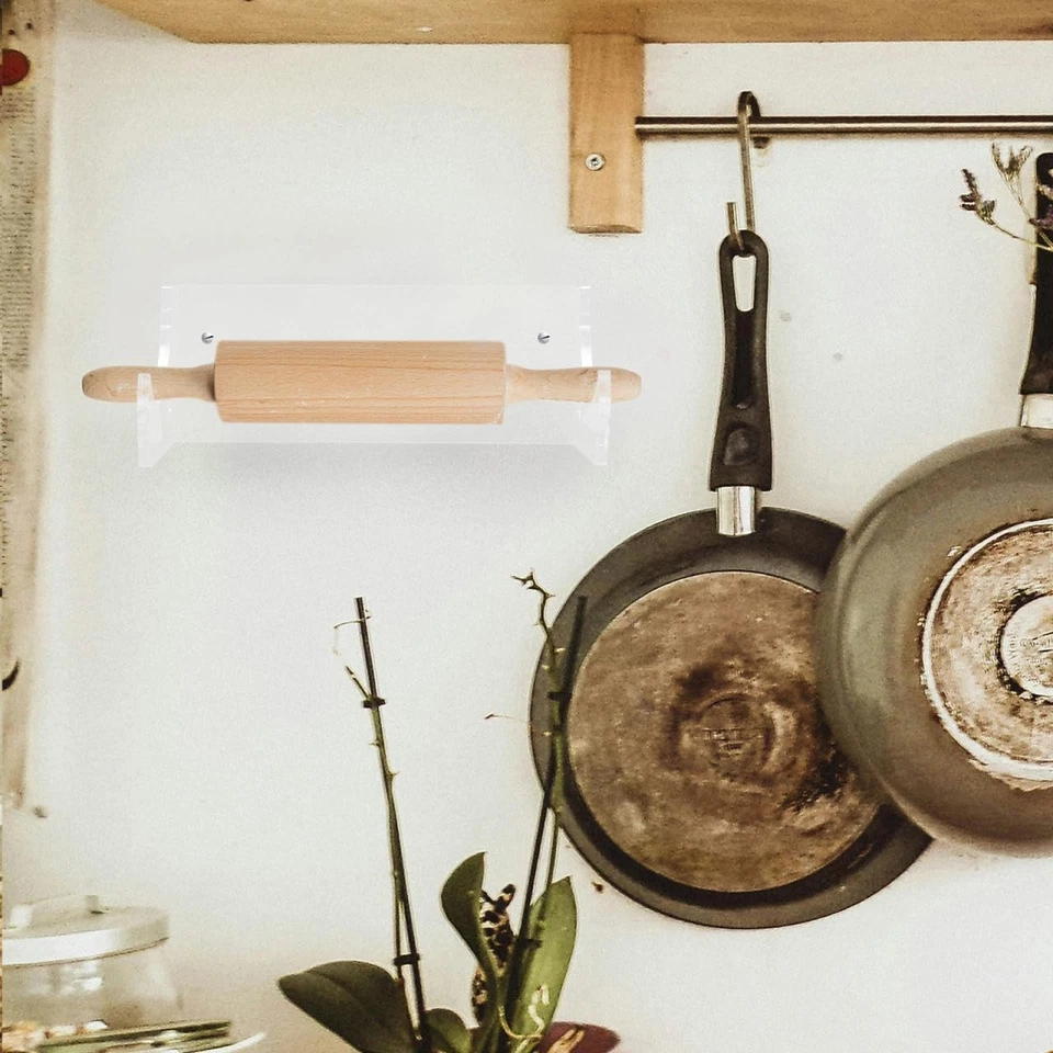 2Pcs Acrylic Wall Mount Rolling Pin Holder Transparent Rolling Pin Display Ra... - Image 2 of 4