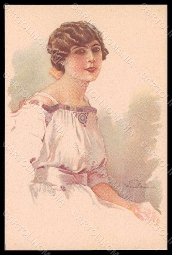 Cartolina Artista Firmata Terzi Fashion Lady Art Deco serie 323-5 VK7438