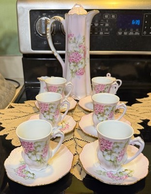 Cardee West Corporation Chocolate Pot Tea Set Pink Floral RARE