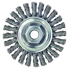 Cable Twist Knot Wire Wheel, 4 in dia x 1/4 in W, 0.020 in Steel Wire, 20000 RPM