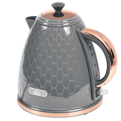Wasserkocher 1,7L Grau Edelstahlgehäuse PP-Boden 3000W Schnellkochend Schnell 42s