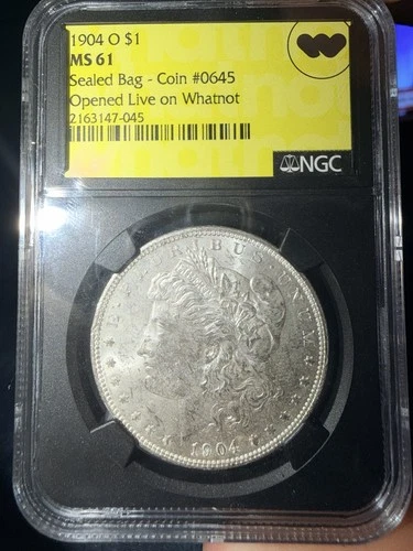 1904-O $1 Morgan Silver Dollar NGC MS62 WhatNot Live Sealed Bag Black Core