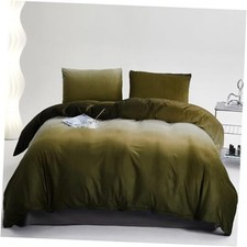 Green White Comforter Set Velvet King Gradient Olive Green Bedding Comforter
