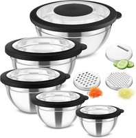 Homikit RüHrschüSsel Set 5Er Edelstahl 4,6L-0,7L Mit Deckel & ReibeaufsäTzen