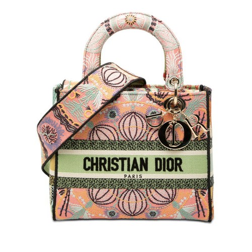 Dior LADY D-LITE 2Way Canvas Handbag Shoulder Bag Crossbody Multicolor Women 99
