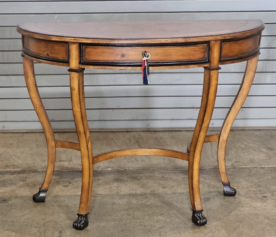 Mesa de salón Hekman Pine Demi Lune mesa consola sofá mesa patas con cajón Foto 2 de 4