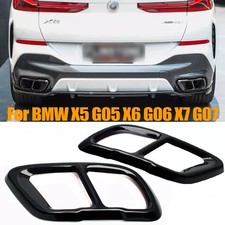 Dual Exit M Sport Tailpipe Exhaust Tips Black For BMW X5 X6 X7 M50 M60 2019-2023