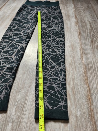 M. Rena Green Gray Abstract Thick Warm Leggings Skinny Womens One Size - Picture 8 of 9