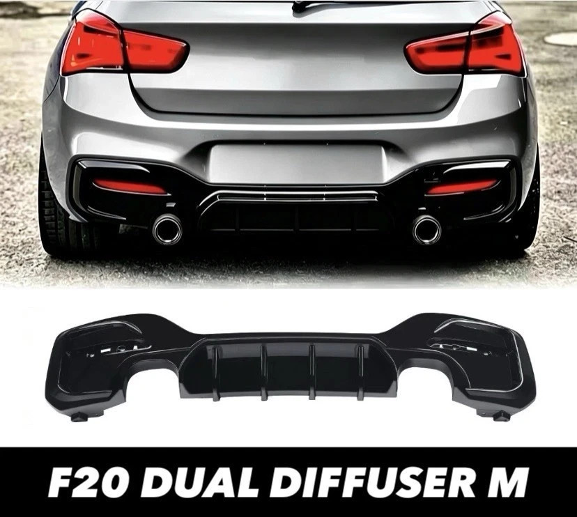 BMW F20 F21 M Sport Rear Bumper Lip Diffuser Gloss Black Aero M135i ...