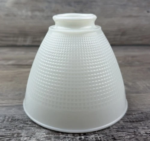 Vintage Corning Milk Glass Waffle Pattern Lamp Shade Diffuser No. 820090 6"