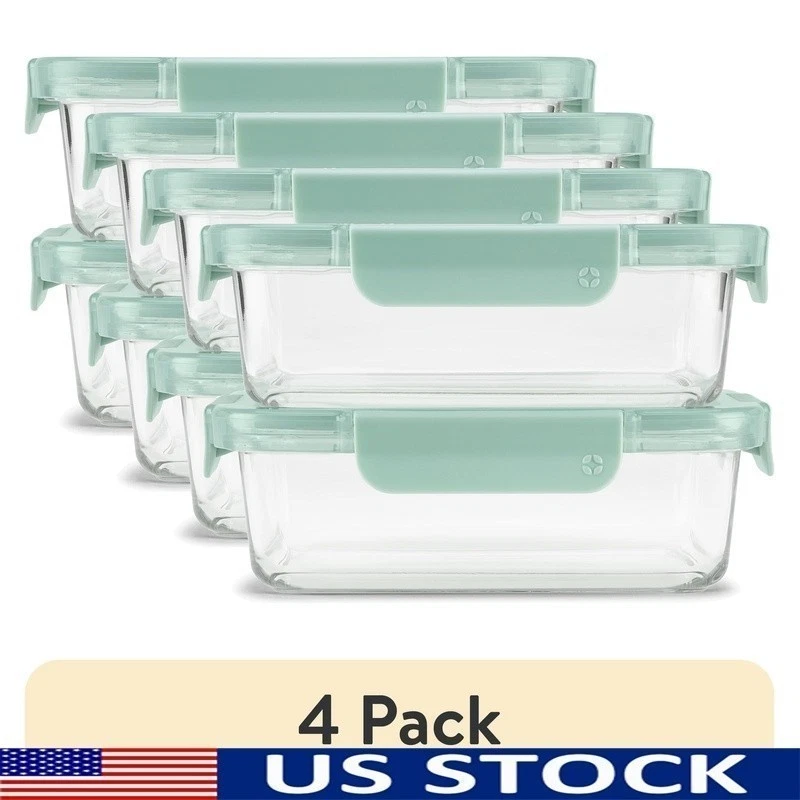 Leak Proof Glass Meal Prep Containers Set Oven Microwave Safe Airtight Stackable