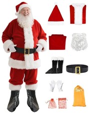 Santa Claus Costume for Men Velvet Santa Costume Professional Santa Suit Adul...