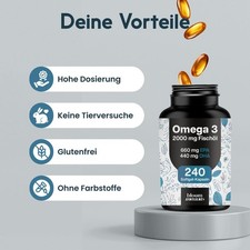 Omega 3 Kapseln hochdosiert 2000mg Fischöl -...