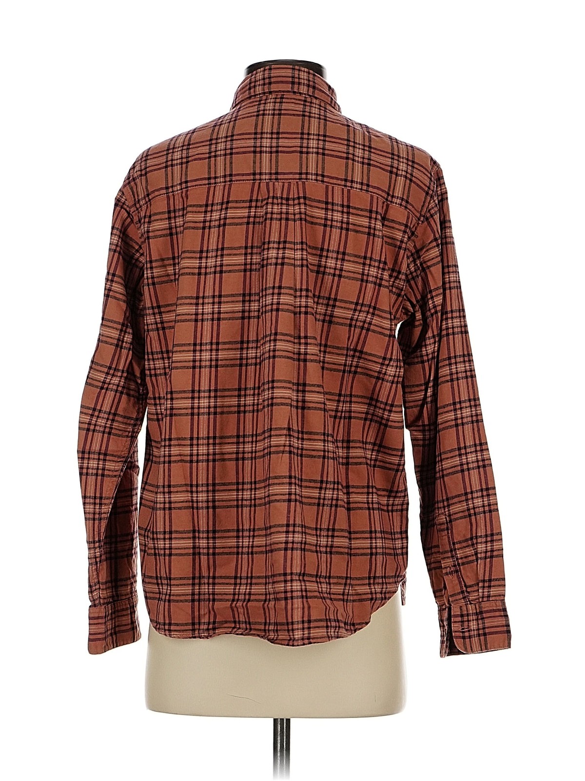 Uniqlo Women Brown Long Sleeve Button-Down Shirt S thumbnail 2
