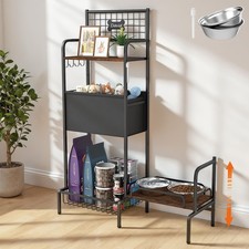 Elevated Dog Bowl Stand, Adjustable Raised Dog Stand, Pet Feeding Station Cab...