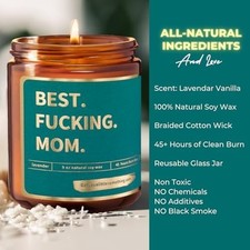 Best Mom Ever Funny Lavender Vanilla Scented Candle, - Green