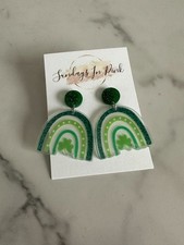 SHAMROCK Rainbow St Patricks Day Irish Drop Earrings NEW