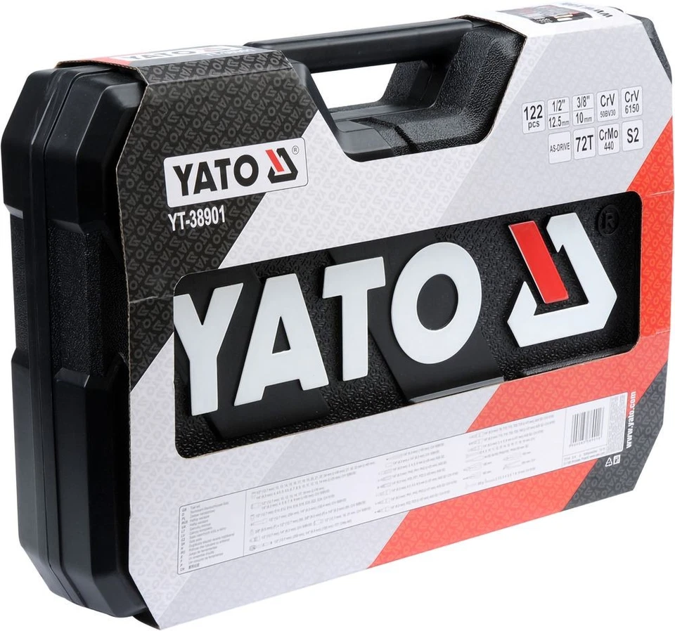 YATO Pro Jeu De Douilles Outils 122 Pcs | Clé À Cliquet 1/4″ & 1/2″ Mallette - Photo 4/4