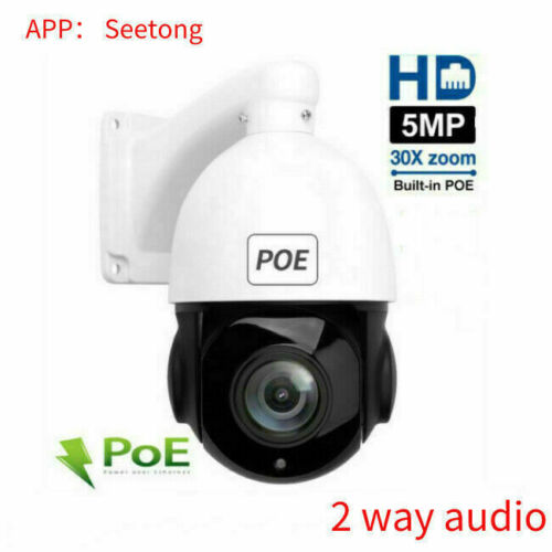 POE 5MP 30X Zoom HD Outdoor PTZ IP Speed Dome Kamera SONY CMOS In 2-Wege Audio - Afbeelding 1 van 10